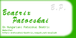 beatrix patocskai business card